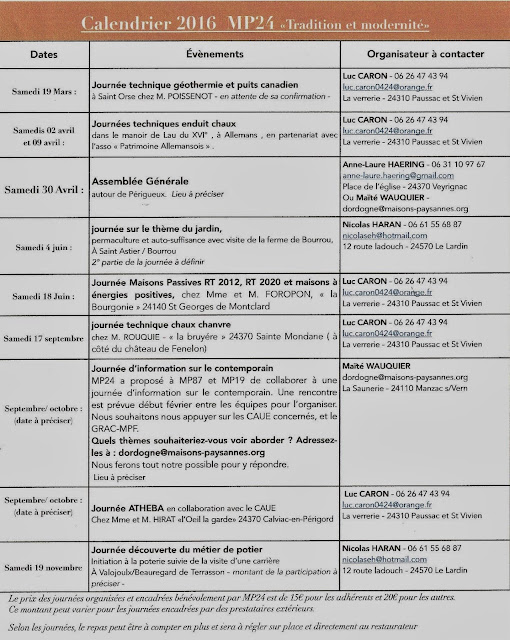les activités pour 2016