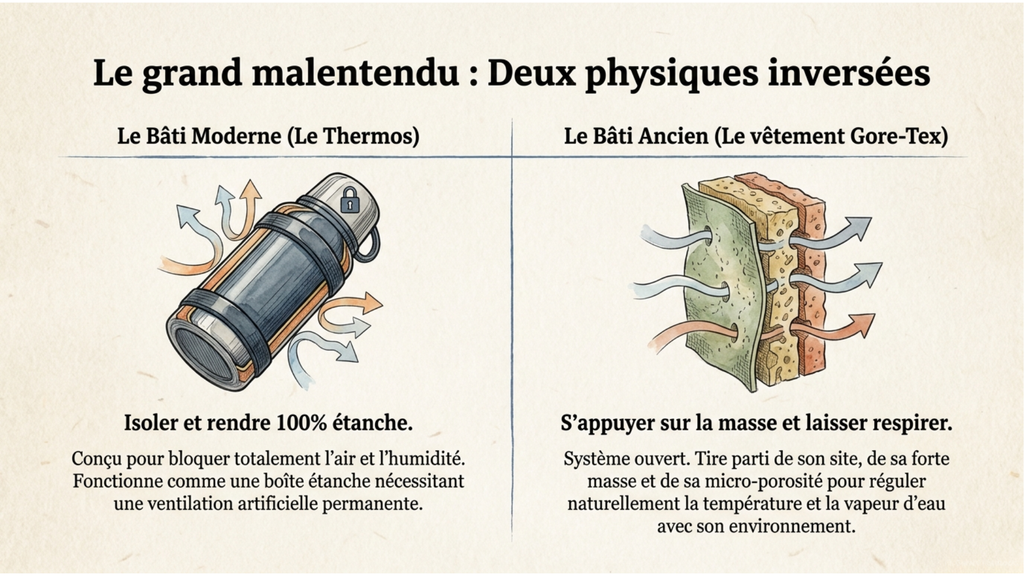 Différence entre le bâti moderne et le bâti ancien