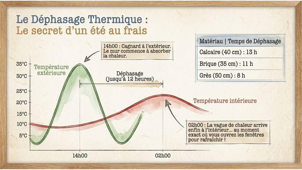 Illustration du déphasage thermique